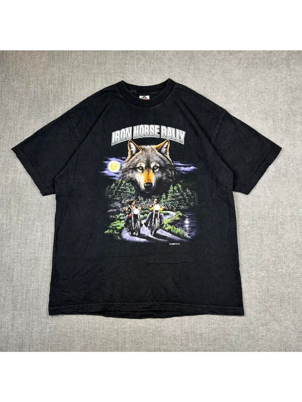 Vintage 90s Iron Horse Rally Biker Wolf T-shirt